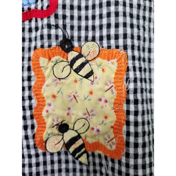 Vtg Bobbie Brooks Womens Black Gingham Short Sleeve Button-Up Shirt M Patchwork - Picture 8 of 12